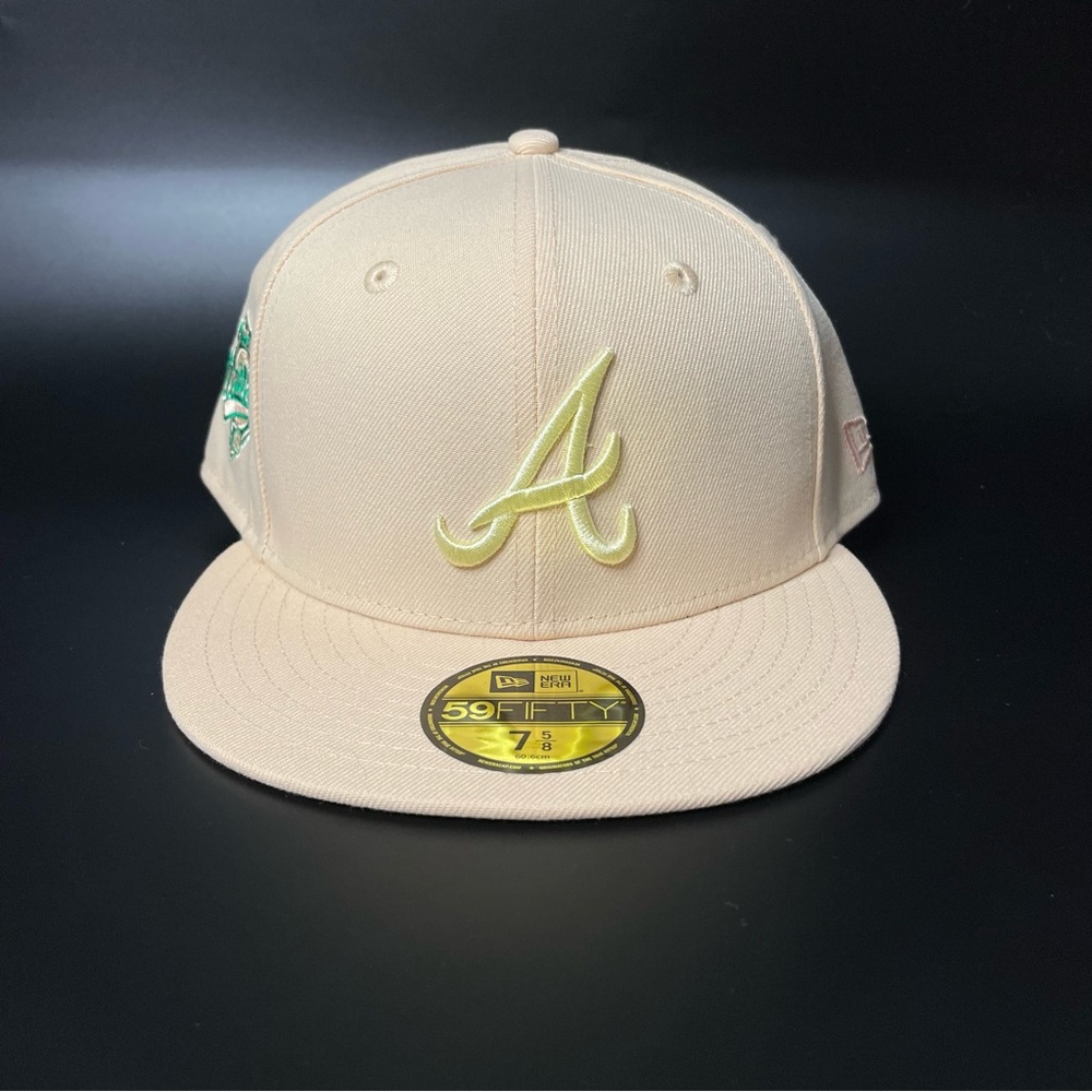 Atlanta Braves MLB Fitted Hat Peach Colorway Men’s New Sz 7 5/8